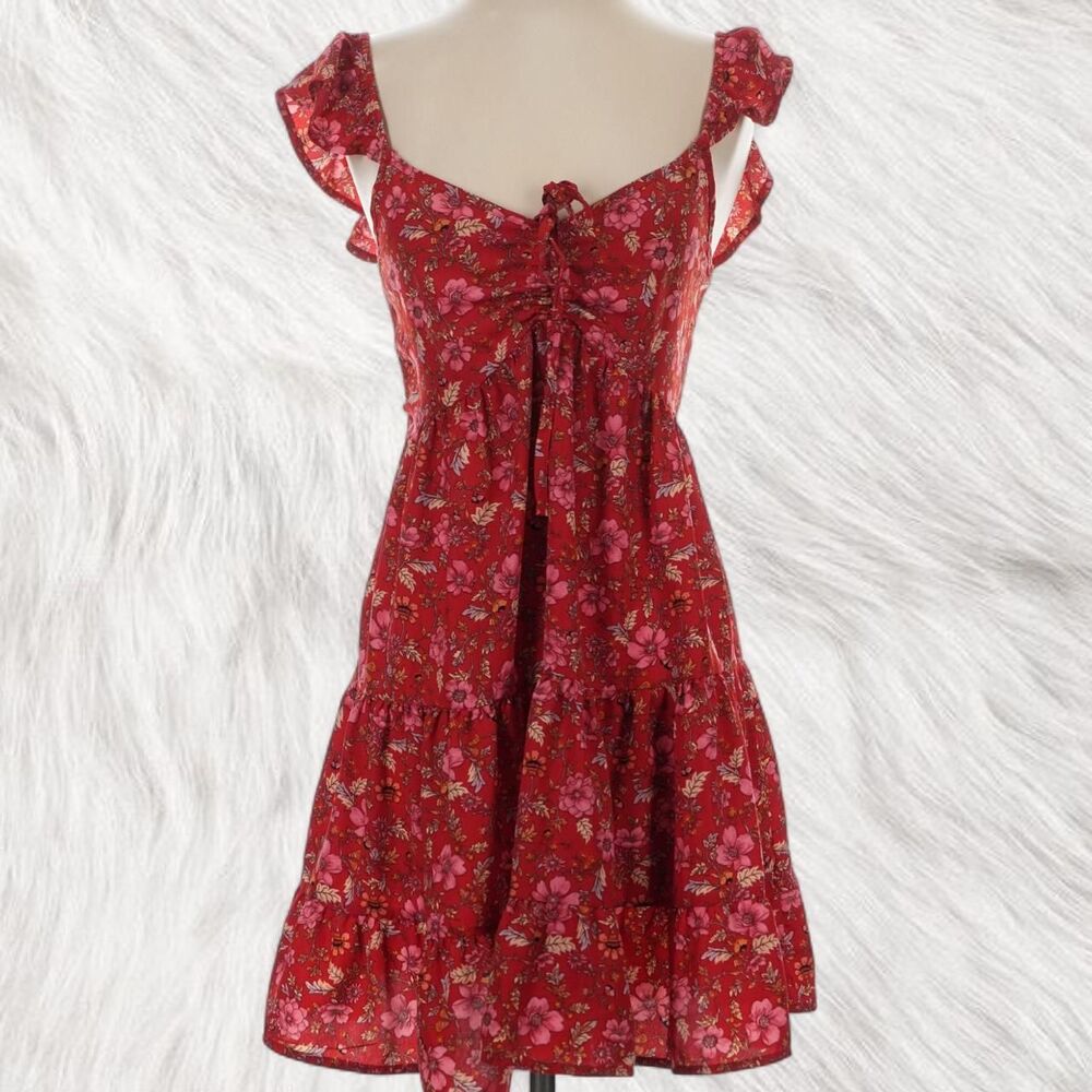 Fairycore Band of the free Red coquette cottagecore size M Summer floral dress